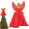 Juldekorationer Angel Tree Topper Treetop Figurin Elegant 8in Party Favors For Home and Drop Delivery Garden Festive Supplies OT4JX