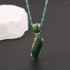 Pendentif Colliers 1pcs Green Jasper Goutte d'eau Collier Exquis Mode Brillant Perlé Bijoux de fête des femmes