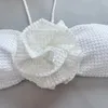 Maillots de bain pour femmes Solide Floral Dentelle Bikini Ensemble 2024 Femmes Violet Blanc 3D Fleur Cover Up 3 Pièces Maillot De Bain Été Maillot De Bain Taille Haute