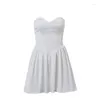 Casual Dresses Summer Sexy Mini Dress Women Solid Streetwear White Sleeveless Backless BodyCon Club Elegant Party A-Line