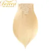 Extensions Doreen#613 White Blonde 160G Full Head Set Clip In Human Hair Extensions Brazilian Machine Made Remy Real Hair Straight 1426