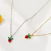 Chains Sweet Crystal Necklace Small Fresh Fruit Grape Apple Pendant Collar Chain Cute Student Jewelry