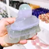 Dekorativa figurer naturliga macaron fluorite maitreya buddha staty healing crystal fengshui mode buddhism hem dekoration gåva 1 st.