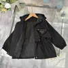 New Kids Designer Clothing Baby Tench Coats Geometric Pocket Child Jacket Size 110-160 CM Hooded Girl Boy Windbreaker 24mar