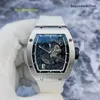 Athleisure Watch RM Wristwatch Montre RM023 Hollow Dial 18k Platinum Material Automatiska mekaniska män Watch Barrel Type