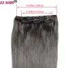 Pièce ZZHAIR 100% Extensions de cheveux humains brésiliens Remy 16 "24" Clipsin 2 pièces ensemble 100g deux pièces 1x20 cm 1x15 cm naturel droit