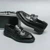 Sapatos casuais de luxo homens vestido couro genuíno crocodilo impressão casamento preto fivelas de ferro escritório de negócios deslizamento em sola de borracha dos homens