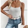 Womens Knits Tees European Fashion Designers Tops Selling Knitted Tank Summer Slim Sleeveless Elastic Short Top Drop Delivery Apparel Otbvn