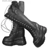 Stiefel Schwarze und weiße Plattform Pumpe Schuhe Damen Leder Keil Knie High Stiefel Damen Runde Zehen modische Sportschuhe Freizeitschuhe Q240321