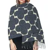 Bufandas Impresión de flores ópticas en color ballena Bufanda de borla Mujeres Suave Orla Kiely Art Shawl Wrap Ladies Invierno Otoño