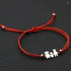 Bracelets de charme Couples Bracelet en acier inoxydable famille papa maman fille chanceux corde rouge corde pour femmes hommes enfant cadeau