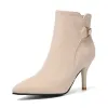 Boots Hot Winter Brand New Sweet Beige Black Women Ankle Boots High Heels Lady Bridal Shoes WA194 Plus Big Small Size 30 10 43 48