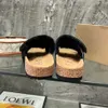 Bir Designer Chaussures Mules Pantoufles Fourrure Véritable Cuir Femmes Fourrure Fourrure Slide Mode Fluffy Sandale Solana Hiver Chaud Noir Chaussures De Caramel Sandales