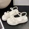 Sandaler Summer Women Platform Sandaler 2023 Fashion Strap String Bead Bead White Black Slippers Casual Ladies Shoes Thick Sole Zapatos Mujer