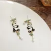 Dingle örhängen söt panda trendig legering emalj bambu form stud tofs örhänge smycken för kvinnor flickor tillbehör gåva