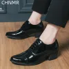 Shoes Men's Formal Cuban Leather High Heels British Retro Casual Luxury Men's Social Shoes Round Toe Outdoor Fashion Trend Hot Style