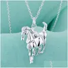 Pendentif Colliers 925 Sterling Sier 18 pouces suspendus collier de cheval pour femmes homme mode fête charme bijoux livraison directe pendentifs Ot9Ps