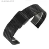 Watch Bands Stainless Steel Mesh Band Wrist Straps Rose Golden Black band 18mm/20mm/22mm/24mm Fashion Durable Straps Wholesale Y240321