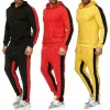 Tuta da uomo in 2 pezzi a blocchi di colore Felpa a righe Casual Inverno Manica lunga Caldo Traspirante Abbigliamento sportivo traspirante