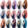 Wigs MSIWIGS 70CM Long Pink Wavy Wigs Cosplay Natural Synthetic Women' s Blonde Wig 29 Colors Heat Resistant Hair