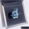 Band Rings Chinese Style Square Sea Treasure Adjustable Topaz Index Finger Ring Drop Delivery Jewelry Otqsm