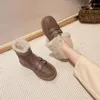 Stivali invernali da donna in pelle di alta qualità, eleganti, retrò, per esterni, in peluche, con suola spessa, comode scarpe casual in cotone