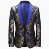 Ternos masculinos jacquard floral blazer com xale lapela uma peça de casamento masculino terno jaqueta feita sob encomenda azul marinho masculino moda casaco 2024