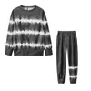 Women's Two Piece Pants 2024 European And American Autumn Winter Long Sleeved With Striped Tie Dye Gradient Pajamas For Home Wear