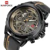 Naviforce Fashion MultiFunction Watch Men防水石英レザーリストウォッチミリタリースポーツデート男性時計Relogio Masculino