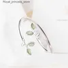 Charmarmband Bangle Beautiful Sprout Exquisite Korean Style Fashion Sier Plated Jewelry S Literary Leaves Crystal Bangles SB140Bangle Q240321