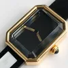 U1 Top AAA Classic Designer Watch Premiere Series Stylish women black gold small sugar cube equipped Sapphire quartz movement Ultra Thin velvet texture rubber strap