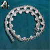 Bijoux fins, chaîne à maillons cubains en perles glacées Moissanite de 10Mm, or 14 carats