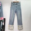 Women's Jeans Chinese Style Stretch Denim Pants For Women Exquisite Rhinestone Embroidered 2024 Spring And Summer High Waist