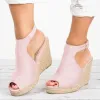 Sandaler plus storleksplattform Sandaler kilskor för kvinnor klackar sandalias mujer sommarstrosa kvinnor zapatos mujer