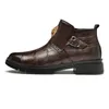 Herrläderföretag Ankelstövlar Alligator Print Dress Casual Shoes Plus Size 46 Leather Leather Suede Foder Casual Boots A19