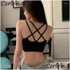 Mulheres Tanques Camis Backless Sólido Mulheres Criss-Cross Skinny Crop Tops Casual Esportivo Y Moda Conforto Básico All-Match Senhoras Verão Dro Otovz