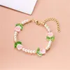 Braccialetti con ciondoli Moda Delicata Perla D'imitazione Fiore Di Tulipano Per Le Donne Eleganti Gioielli Estetici In Resina Floreale Vegetale