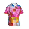 Casual overhemden voor heren Kleurrijke geometrie Vakantieshirt Heren Driehoeksprint Hawaiiaanse korte mouw Aangepaste elegante oversized blouses