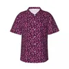 Men's Casual Shirts Pink Leopard Hawaii Shirt Men Vacation Animal Fur Print Short-Sleeve Streetwear Graphic Loose Oversize Blouses