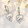 Boucles d'oreilles pendantes en argent Sterling 925, pendentif en forme de cœur pour femmes, cercle solide, couleur or, bijoux en forme de dauphin, cadeau