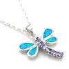 Hanger Kettingen Mode Blauwe Opaal Sieraden Dragonfly Vrouwen