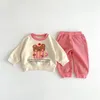 Set di abbigliamento 0-3 anni Cute Born Baby Boy Girl Pant Set INS Autunno manica lunga Cartoon Pullover Felpa Top Jogger Bottom 2PCS Outwear