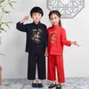 Ethnic Clothing Spring Autumn Long Sleeved Pants Tang Costume Children's Chinese Vintage Hanfu Traditional Ancient Clothes Performance