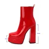 Сапоги Green Red Black Women Angle Boots Platm