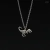 Pendentif Colliers Dinosaure Titane Acier Collier Mode Couple Argent Couleur Hip-Hop Punk Design Animal À La Mode Bijoux Pour Hommes En Gros