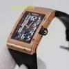 RM Watch Racing-Uhr, Sportuhr, RM016, Herren-Roségold-Gehäuse, vollständig hohles schwarzes Karbonfaser-Zifferblatt, automatisch mechanisch