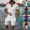 Fatos masculinos 3d manga curta terno shorts praia tropical havaiano corpo mens vestido conjunto ternos casuais calças listradas e colete