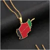 Pendentif Colliers Afghanistan Carte Drapeau Collier En Acier Inoxydable Or/Sier Couleur Afghan Bijoux Pour Femmes Hommes Fille Drop Livraison Pendan Otz75