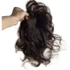 Топперы 10x12 см шоколадно-коричневые человеческие волосы для женщин 14-дюймовые натуральные вьющиеся волнистые заколки в накладной шиньон серые мягкие волосы