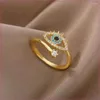 Cluster Rings Simplicity Retro Zircon Blue Eyelash Eyes Hollow Out Opening Ring for Women Fine Fashion Advanced Jewelry Party Gift Sar158